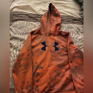 Boys Size Large Orange Striped Under Armour Hooded Sweatshirt
